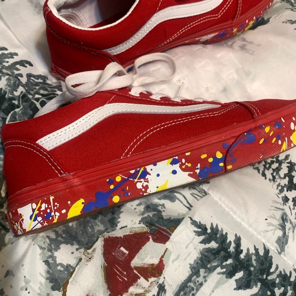 Vans Shoes - Vans Red Sneakers with Artistic Sole